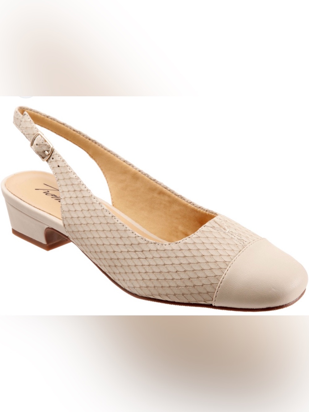 Trotters Beige Slingback Loafer with Textured Upper